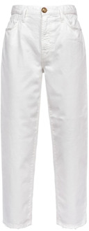 Pinko Flexi Maddie Mom-Fit Jeans met elastische taille Pinko , White , Dames - W29,W26,W25,W30