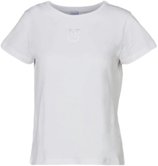 Pinko Geborduurd Logo Jersey T-shirt Pinko , White , Dames - L,S