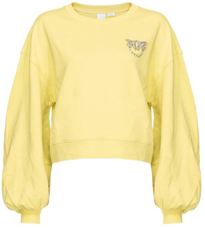 Pinko Gele geborduurde juweel sweatshirt Ceresole Pinko , Yellow , Dames - M