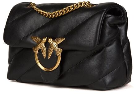 Pinko Gewatteerde leren schoudertas Love Birds Pinko , Black , Dames - ONE Size