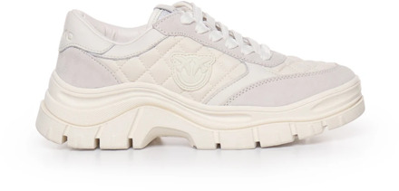 Pinko Gewatteerde Sneakers in Wit Pinko , White , Dames - 41 EU