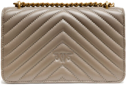 Pinko Grijze Leren Love One Mini Schoudertas Grijs - One Size