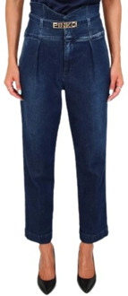 Pinko Hoge Taille Bustier Jeans met Amerikaanse Zakken Pinko , Blue , Dames - W29,W31