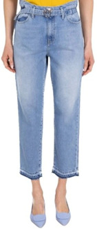 Pinko Hoge Taille Mom Fit Jeans met Riem Pinko , Blue , Dames - W28,W29