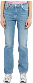 Pinko Hoge Taille Straight Jeans Pinko , Blue , Dames - W25,W28,W26,W27