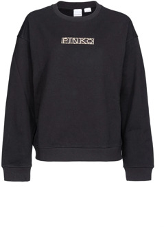 Pinko Klassieke katoenen trui met uitgesneden logo Pinko , Black , Dames - M,S