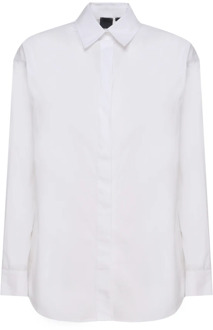 Pinko Klassieke Witte Overhemd met Geborduurd Logo Pinko , White , Dames - S,Xs,2Xs