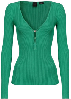 Pinko Lange mouwen blouse met V-hals Pinko , Green , Dames - L