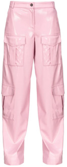 Pinko Leather Trousers Pinko , Pink , Dames - 2Xs,3Xs