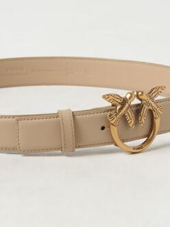 Pinko Leren Riem Met Vogelgesp Bruin