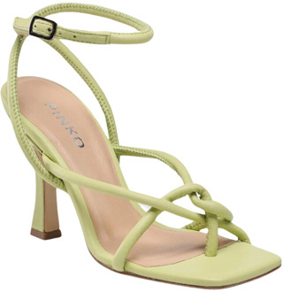 Pinko Leren sandaal met 9 cm hak Pinko , Green , Dames - 39 Eu,38 EU