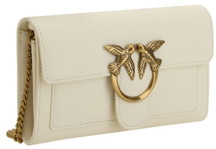 Pinko Liefde Vogel Portemonnee Leer Ivoor - One Size