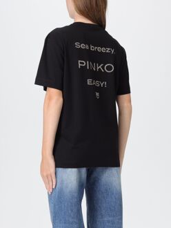 Pinko Logo Graphic T-shirt met Korte Mouwen Zwart