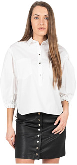Pinko Losvallende Overhemd met Knopen, Kraag en Lange Mouwen Pinko , White , Dames - M,S