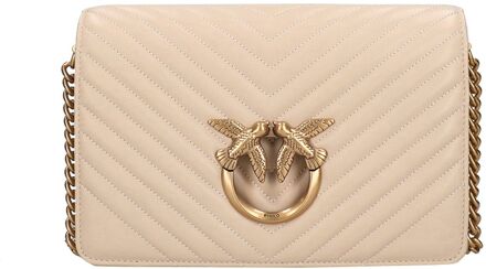 Pinko Love Click Classic beige schoudertas dames - H 16 x B 25 x D 8 cm