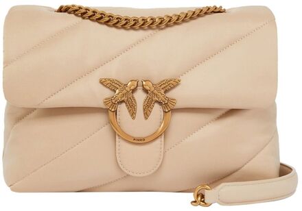 Pinko Love Puff Classic Cl beige schoudertas dames - H 20 x B 27 x D 10 cm