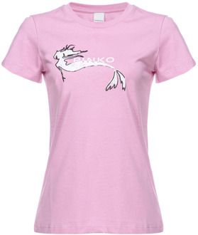 Pinko Mermaid Print T-shirt Pinko , Purple , Dames - Xl,L,S