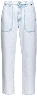 Pinko Moonwash Straight Leg Denim Jeans Pinko , Blue , Dames - W25,W24,W26,W30