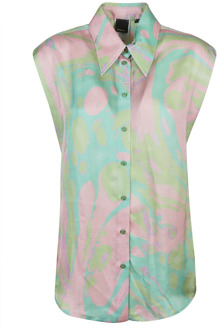Pinko Multicolor Verde/Rosa Cabiri Shirt Pinko , Multicolor , Dames - M,S,Xs,2Xs