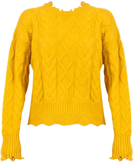 Pinko Round-neck Knitwear Pinko , Yellow , Dames - L,M,S