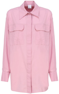 Pinko Roze Katoenen Lang Fit Shirt Pinko , Pink , Dames - S,Xs,2Xs