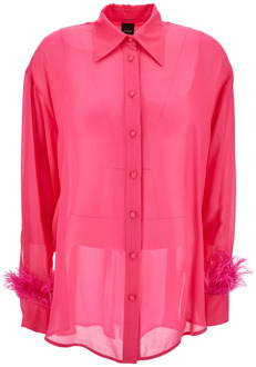 Pinko Roze Shirt met Veren Pinko , Pink , Dames - M,S,Xs,2Xs