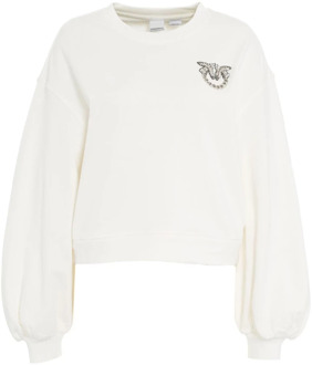 Pinko Sweatshirt met strass logo Pinko , White , Dames - L,M,S,Xs