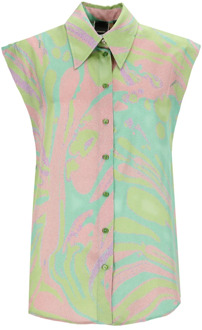 Pinko Viscose Shirt met Multicolor Print Pinko , Green , Dames - L,M,S