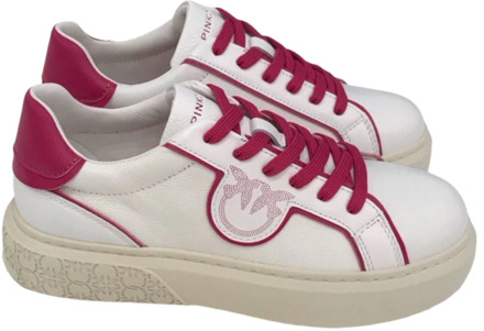 Pinko Witte Leren Sneakers met Contrastafwerking en Rubberen Zool Pinko , White , Dames - 38 Eu,36 Eu,37 Eu,39 Eu,40 EU