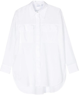 Pinko Witte Shirt met Geborduurd Logo Pinko , White , Dames - M,S,Xs,2Xs