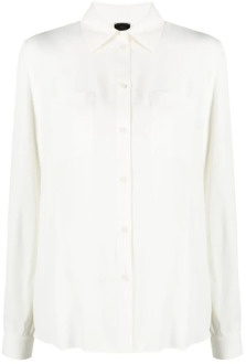 Pinko Witte Zijden Blend Overhemd met Klassieke Kraag Pinko , White , Dames - L,S