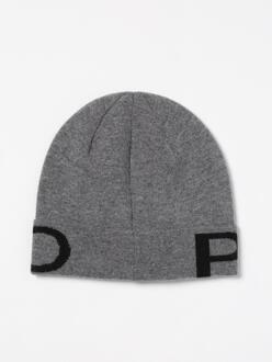 Pinko Wollen Beanie Hoed Met Logo Grijs