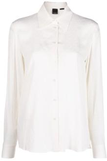 Pinko Zijden Jacquard Logo Shirt Pinko , White , Dames - XS