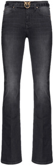 Pinko Zwarte Flare-Fit Jeans met Love Birds Borduursel Pinko , Black , Dames - W25,W29,W30,W26,W28