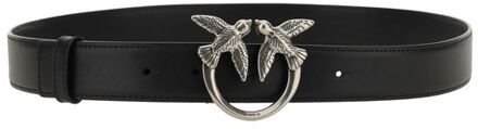 Pinko Zwarte Kalfskin Bos Taurus Regular Riem