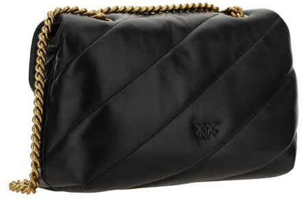 Pinko Zwarte Kalfsleer Bos Taurus Schoudertas - One Size