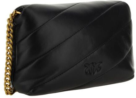 Pinko Zwarte Kalfsleer Bos Taurus Schoudertas