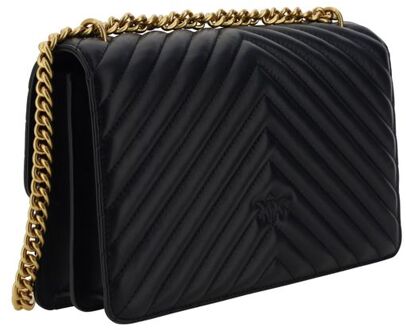 Pinko Zwarte Kalfsleer Bos Taurus Schoudertas