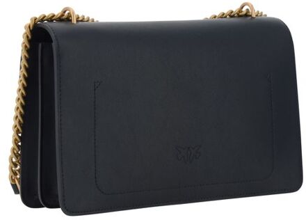 Pinko Zwarte Kalfsleer Bos Taurus Schoudertas