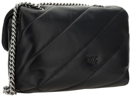 Pinko Zwarte Kalfsleer Bos Taurus Schoudertas