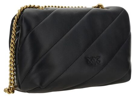 Pinko Zwarte Kalfsleer Bos Taurus Schoudertas