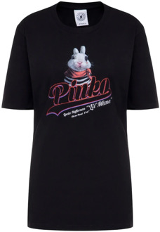 Pinko Zwarte Katoenen Dames T-shirt Pinko , Black , Dames - S,Xs