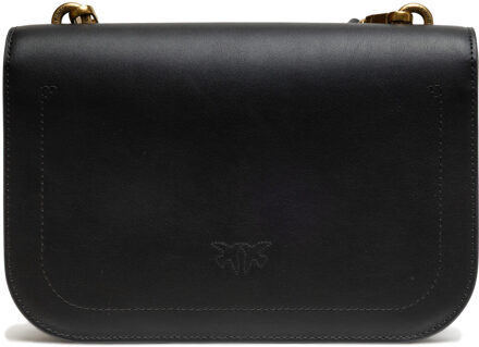 Pinko Zwarte Leren Love Bell Classic Schoudertas - maat