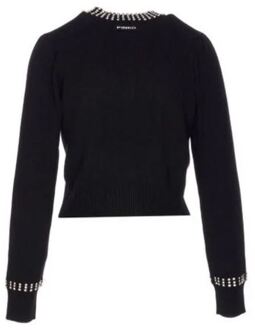 Pinko Zwarte Nylon Wol Trui - L