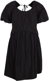 Pinko Zwarte taffeta jurk met uitlopende mouwen en open rug Pinko , Black , Dames - L,S