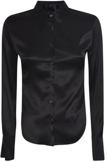 Pinko Zwarte zijden overhemd met lange mouwen Pinko , Black , Dames - Xl,S,Xs
