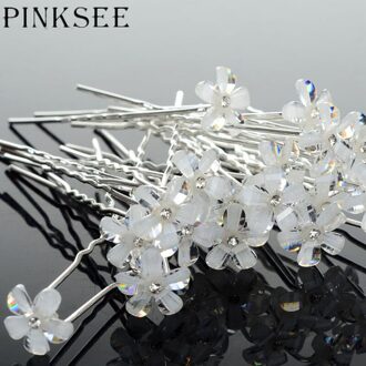 Pinksee 20Pcs Crystal Flower Rhinestone Haarspelden Tiara Bridal Bruiloft Haaraccessoires Haar Sieraden 13