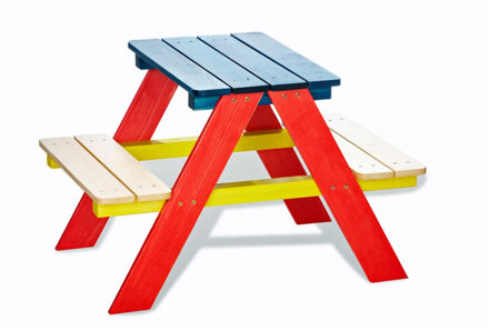 Pinolino Houten kinderpicknicktafel 4 pers bont gekleurd Pinolino