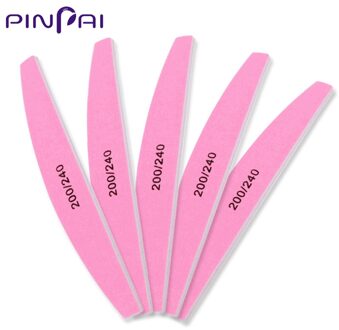 PinPai 5Pcs Half Ronde Roze 200 240 Grits Nagelvijl voor Manicure Pedicure Bestanden Dubbele Side Schuren Nail Polijsten file Buffer