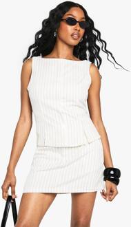 Pinstripe Contrast Button Waistcoat, Cream - 42